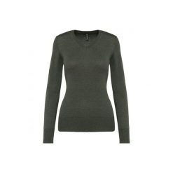 Damski sweter v-neck Kariban. Szare swetry damskie KARIBAN, na zimę, bez wzorów, bez kołnierzyka, bez ramiączek, bez kaptura. Za 138.00 zł.