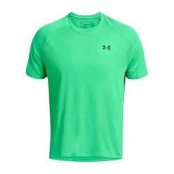 Koszulka treningowa męska Under Armour Tech Textured. Czerwone buty sportowe męskie Under Armour, l, bez wzorów, bez kołnierzyka, bez ramiączek. Za 125.60 zł.