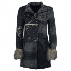 Desigual płaszcz damski Charlotte 38 ciemnoszary. Szare kurtki damskie Desigual, bez wzorów, bez kaptura. W wyprzedaży za 654.00 zł.