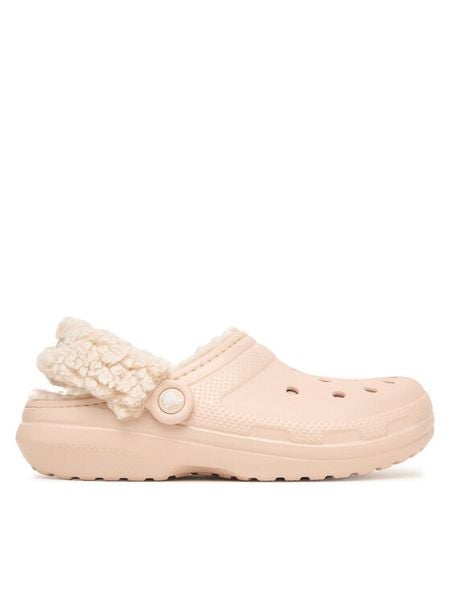 Crocs Klapki Classic Fleece Lined Clog Quartz 211396 Różowy. Czerwone klapki damskie Crocs, bez wzorów, bez obcasa. Za 259.99 zł.