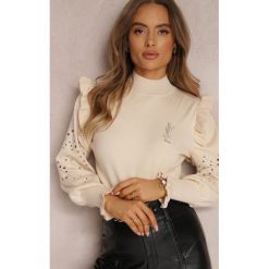 Jasnobeżowy Golf Ythenny. Brązowe swetry damskie Renee, s, bez wzorów, z dzianiny, boho, bez kołnierzyka, bez ramiączek, długie, bez kaptura. Za 139.99 zł.