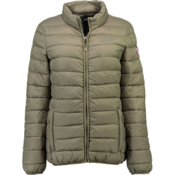 Kurtka zimowa "Anguila" w kolorze khaki. Brązowe kurtki damskie Canadian Peak, na zimę, z aplikacjami. W wyprzedaży za 204.95 zł.