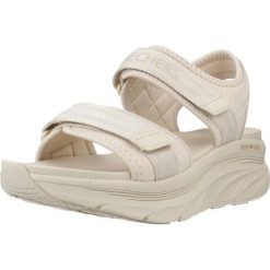 Sandały SKECHERS DLUX WALKER ADORE Beżowy. Brązowe sandały damskie Skechers, bez wzorów, z tkaniny, bez obcasa, bez zapięcia. Za 266.99 zł.