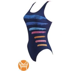 Kostium Kąpielowy Zoggs Sygnature Actionback Granatowy. Niebieskie kostiumy jednoczęściowe damskie ZOGGS, bez wzorów, sportowe, do pływania. Za 49.00 zł.