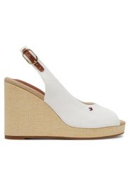 Tommy Hilfiger Espadryle Flag High Wedge Espad Slingback FW0FW08597 Biały. Białe sandały damskie Tommy Hilfiger, bez wzorów, z materiału, bez obcasa, bez zapięcia. Za 229.99 zł.