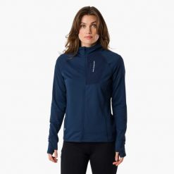 Sweter Wędrówki damska Swedemount Ultra Light Tech Midlayer Full Zip. Niebieskie bluzy sportowe damskie SWEDEMOUNT, bez wzorów, z tkaniny, wakacyjne, bez kołnierzyka, bez ramiączek, bez kaptura. Za 184.00 zł.