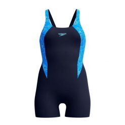 Damski kostium kąpielowy 1-częściowy Speedo Eco+ Hyperboom Splice Legsuit. Czarne kostiumy jednoczęściowe damskie Speedo, bez wzorów, z materiału, sportowe, na fitness i siłownię. Za 312.00 zł.