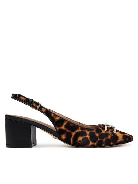 Guess Czółenka FLTCLD LEP05 Brązowy. Brązowe czółenka damskie Guess, z aplikacjami, ze skóry, bez obcasa, bez zapięcia. Za 339.99 zł.