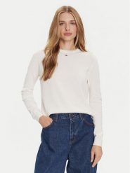 Tommy Jeans Sweter Essential DW0DW20159 Écru Regular Fit. Swetry damskie Tommy Jeans, xs, bez wzorów, z bawełny, bez kołnierzyka, bez ramiączek, bez kaptura. Za 279.99 zł.