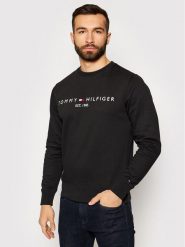 Tommy Hilfiger Bluza Logo MW0MW11596 Czarny Regular Fit. Czarne bluzy męskie Tommy Hilfiger, l, bez wzorów, z bawełny, bez kaptura. Za 359.99 zł.