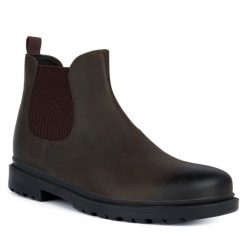 Sztyblety Geox. Brązowe botki męskie Geox, bez wzorów, bez zapięcia. Za 329.99 zł.