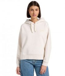 DAMSKA BLUZA LEE ESSENTIAL HOODIE ECRU HEATHER 112371337. Brązowe bluzy damskie Lee, s, bez wzorów, z kapturem. Za 199.99 zł.