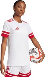 Koszulka damska adidas Squadra 25 Jersey biała JI9993 S. Białe t-shirty damskie Adidas, s, bez wzorów, z jersey, bez kołnierzyka. Za 113.44 zł.