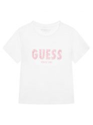 Guess T-Shirt J6RI24 K6YW4 Biały Regular Fit. Białe t-shirty i topy dla dziewczynek Guess, z aplikacjami, z bawełny, bez ramiączek. Za 119.99 zł.