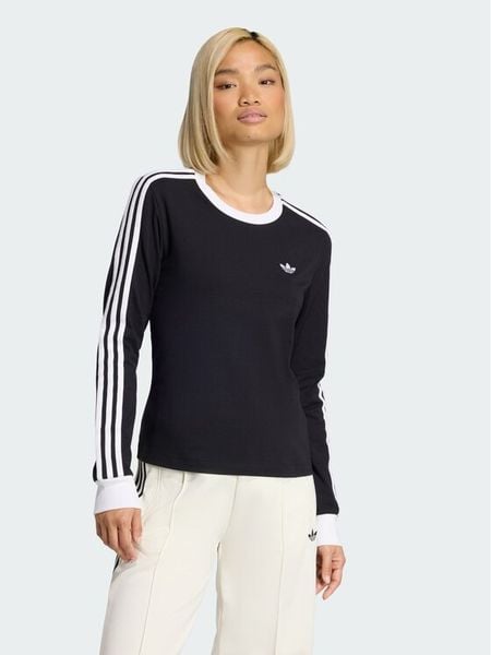 Adidas Bluzka 3 Stripes KD7964 Czarny Slim Fit. Czarne bluzki damskie Adidas, s, bez wzorów, bez kołnierzyka, bez ramiączek. Za 179.99 zł.