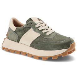 Sneakersy damskie Filippo, wykonane ze skóry naturalnej i skóry zamszowej masywna podeszwa z bieżnikiem sportowy design, khaki, DP7112/26 KH. Zielone półbuty damskie Filippo, bez wzorów, z jeansu, eleganckie, bez obcasa, na platformie, bez zapięcia. Za 195.90 zł.