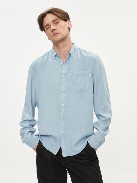 Pepe Jeans Koszula Petri PM308513 Błękitny Regular Fit. Niebieskie koszule męskie Pepe Jeans, m, bez wzorów, z jeansu, bez kołnierzyka, bez ramiączek. Za 289.99 zł.