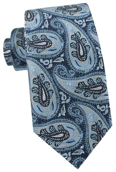 Krawat Męski - Angelo di Monti - Duże Paisley, Niebieski. Niebieskie krawaty i muchy Angelo di Monti, bez wzorów, z tkaniny, eleganckie. Za 49.99 zł.