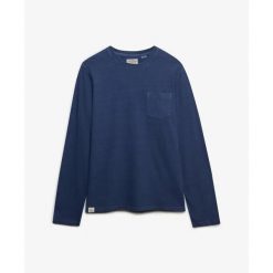 Koszulka z długim rękawem Superdry Slub Waffle. Niebieskie bluzki z długim rękawem męskie Superdry., l, bez wzorów, bez kołnierzyka. Za 195.85 zł.