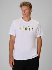 4F T-shirt regular z nadrukiem męski - biały XL. Białe t-shirty męskie 4f, m, bez wzorów, z bawełny, klasyczne, bez kołnierzyka. Za 69.99 zł.