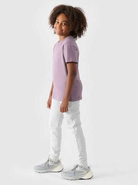 4F Spodnie dresowe joggery dziewczęce - szare 134 (8-9 lat). Szare spodnie sportowe dla dziewczynek 4f, bez wzorów, z bawełny. Za 69.99 zł.