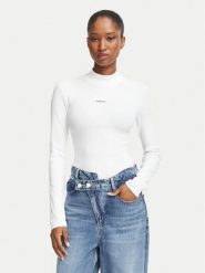 Guess Jeans Bluzka W6BP06 K5471 Biały Slim Fit. Białe bluzki damskie Guess Jeans, xs, z aplikacjami, z bawełny, bez kołnierzyka, bez ramiączek. Za 199.99 zł.