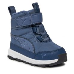 Śniegowce Puma. Niebieskie buty zimowe chłopięce Puma, bez wzorów, bez zapięcia. Za 239.99 zł.