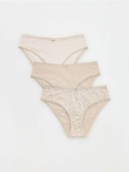 Bawełniane majtki typu figi 3 pack - kremowy. Białe bikini damskie Reserved, l, bez wzorów, z bawełny. W wyprzedaży za 39.99 zł.