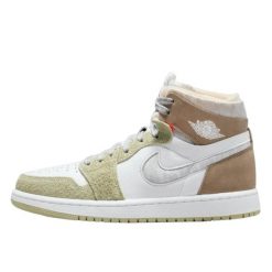 Buty do chodzenia dla dorosłych Air Jordan 1 High Zoom Air CMFT Olive Aura. Brązowe obuwie sportowe damskie Jordan, bez wzorów, ze skóry, tenisowe. Za 2,235.36 zł.