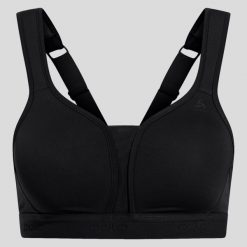 Soutien-Gorge de Sport Odlo High. Czarne bluzy sportowe damskie Odlo, bez wzorów, bez kołnierzyka, bez ramiączek, na jogę i pilates. W wyprzedaży za 208.75 zł.
