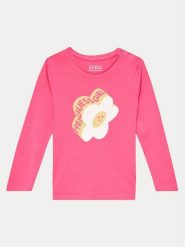 Guess Bluzka A4YI02 K6YW4 Różowy Regular Fit. Czerwone t-shirty i topy dla dziewczynek Guess, z aplikacjami, z bawełny, bez ramiączek. Za 99.99 zł.