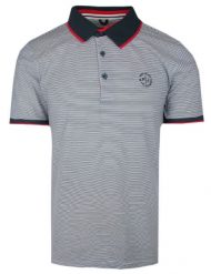 Koszulka Polo, Męska - Pako Jeans - Drobny Prążek. Niebieskie koszulki polo męskie Pako Jeans, l, bez wzorów, z bawełny, casualowe, bez ramiączek. Za 115.00 zł.