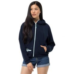 Bluza trekkingowa damska Jack Wolfskin Starboard. Niebieskie bluzy damskie Jack Wolfskin, bez wzorów, z bawełny, z kapturem, trekkingowe. Za 260.70 zł.