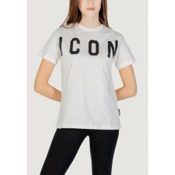 Koszulka crop top Kobieta ICON. Białe t-shirty damskie ICON, bez wzorów, z bawełny, bez kołnierzyka. W wyprzedaży za 180.50 zł.