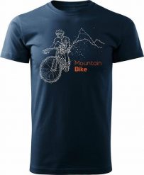 Topslang Koszulka rowerowa z rowerem górskim dla rowerzysty MTB mountain bike męska granatowa REGULAR M. Spodnie materiałowe męskie Topslang, m, bez wzorów. Za 99.90 zł.