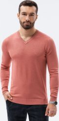 Ombre Sweter męski E191 - różowy XXL. Czerwone swetry przez głowę męskie Ombre, m, bez wzorów, bez kołnierzyka. Za 39.99 zł.