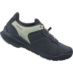 Buty do rowerów miejskich/turystycznych EX300W, szaro-miętowe. Szare obuwie sportowe damskie Shimano, bez wzorów, z tkaniny, do biegania. Za 511.00 zł.
