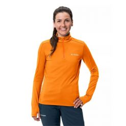 Bluza trekkingowa damska Vaude Livigno Halfzip II techniczna. Brązowe swetry damskie Vaude, xs, bez wzorów, z elastanu, sportowe, bez kołnierzyka, bez ramiączek, bez kaptura. W wyprzedaży za 239.00 zł.