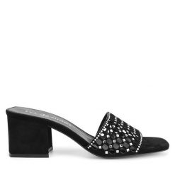 Klapki Eva Minge. Czarne klapki damskie Eva Minge, bez wzorów, bez obcasa. Za 319.99 zł.