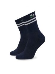 Lacoste Skarpety długie RA1095 Granatowy. Niebieskie skarpety damskie Lacoste, bez wzorów, z bawełny. Za 129.99 zł.