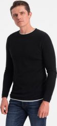 Ombre Bawełniany sweter męski z okrągłym dekoltem - czarny V1 OM-SWSW-0103 XXL. Czarne bluzy męskie Ombre, m, bez wzorów, z bawełny, bez kołnierzyka. Za 119.99 zł.