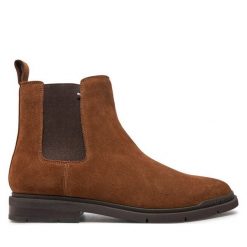 Sztyblety Tommy Hilfiger. Brązowe botki męskie Tommy Hilfiger, bez wzorów, bez zapięcia. Za 669.99 zł.