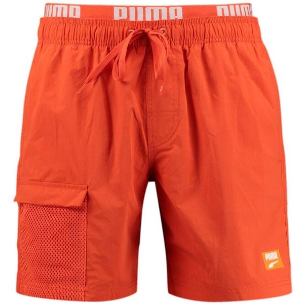 Spodenki męskie Puma Swim Men Utility Mid Shorts 1p Chil. Brązowe krótkie spodenki sportowe męskie Puma, m, bez wzorów, z poliamidu, do biegania. Za 190.00 zł.