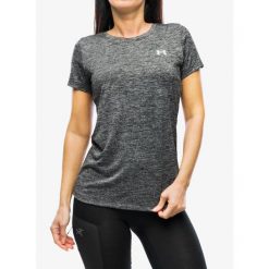 Koszulka treningowa damska Under Armour Tech SSC Twist. Szare koszulki sportowe damskie Under Armour, bez wzorów, sportowe, bez kołnierzyka. Za 49.99 zł.