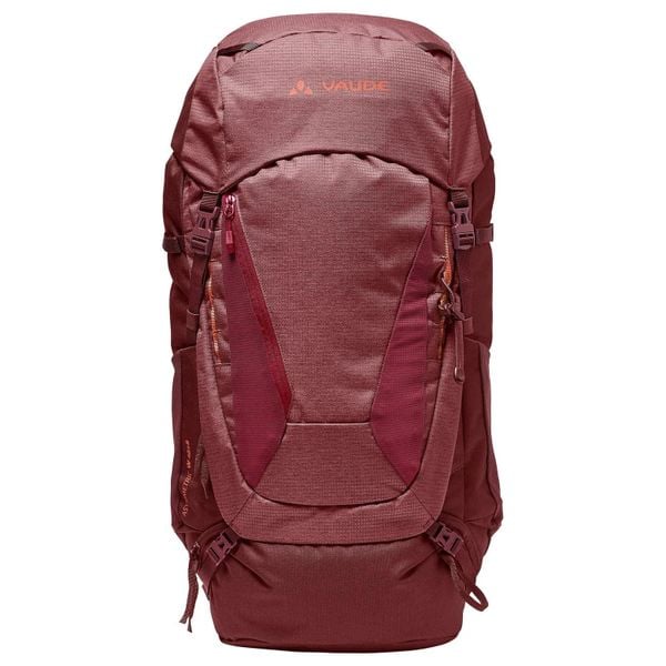 Plecak damski VAUDE Asymmetric 48+8. Czerwone plecaki damskie Vaude, z aplikacjami, z materiału. Za 949.00 zł.