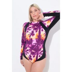 Damski Strój kąpielowy długi rękaw bez miękkich miseczek zamek błyskawiczny. Czarne kostiumy jednoczęściowe damskie Ulla Popken, l, bez wzorów, z elastanu, sportowe, plus size. Za 294.99 zł.