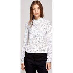 Koszulowa Bluzka Polo z Niską Stójką - Wzór Ecru. Bluzki damskie marki Molly.pl. Za 121.90 zł.