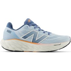 Buty damskie New Balance Fresh Foam X 880v14 W880J14 – niebieskie. Niebieskie obuwie sportowe damskie New Balance, bez wzorów, z materiału, do biegania. Za 349.99 zł.