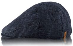 Melanżowy, Ocieplany Kaszkiet Męski z Wełną - Alties - Granatowy. Niebieskie czapki i kapelusze męskie Alties, na jesień, bez wzorów, z poliesteru, eleganckie. Za 79.00 zł.