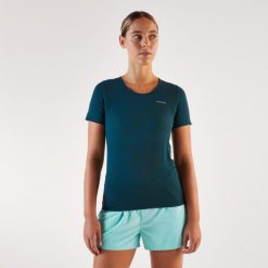 Koszulka do biegania damska Kiprun Run 500 Dry. Niebieskie t-shirty damskie KIPRUN, m, bez wzorów, z elastanu, sportowe, bez kołnierzyka. Za 59.99 zł.